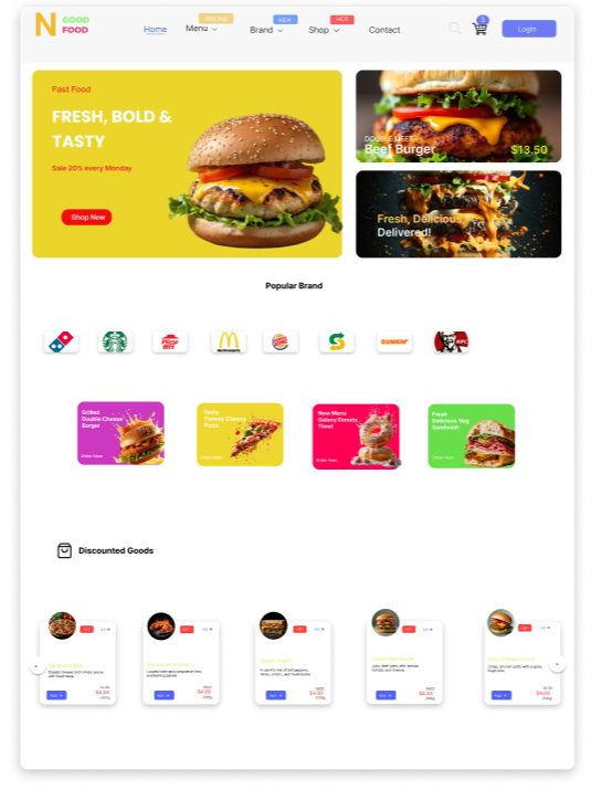 Good Food delivery website design